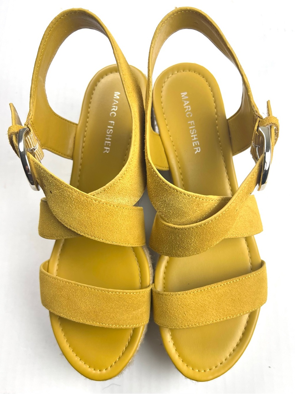 Marc Fisher MF Zain Leather-Suede Espadrille Wedge Sandals - Picture 4 of 12